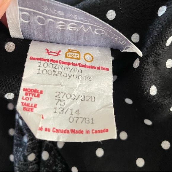 Vintage Blouseworks Polka Dot Wide Leg Jumpsuit Double Breasted Black White Plus - Picture 10 of 12